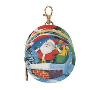 Santa Claus is Climbing Down The Chimney Baby Pacifier Holder with Zipper and Clip Wristlet Wallet Key Holder, Baby Items Storage Container