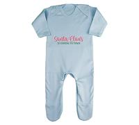 Santa Claus is Coming to Town Baby Romper Jumpsuit with feet, 3-6 Months, Pastel Blue