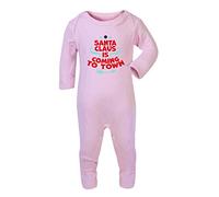 Santa Claus is Coming to Town [BCX] Baby Romper Jumpsuit with feet, 3-6 Months, Pastel Pink