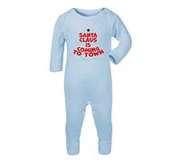 Santa Claus is Coming to Town [BCX] Baby Romper Jumpsuit with feet, 6-12 Months, Pastel Blue