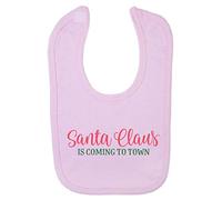 Santa Claus is Coming to Town Cotton Baby bib - Pastel Pink