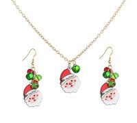 Santa Claus Jingle Bell Cute Ornament Dangle Drop Earrings Choker Necklaces for Women Green Red Bells Cartoon Stocking Stuffers Hypoallergenic Party Holiday Jewelry Gifts for Daughter Bff Set