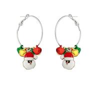 Santa Claus Jingle Bell Red Green Yellow Cute Christmas Ornament Ball Round Hoop Tassel Dangle Earrings for Women Tinkle Bell Huggie Hoops Hypoallergenic Christmas Festival Party Jewelry Gift Bff