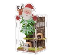 Santa Claus Jumping Spider Enclosure, Magnetic Acrylic Habitat Terrarium with Secure Doors, 4x4x6.3 Inch Small Desktop Decor Gift for Spider, Mantis, Beetles