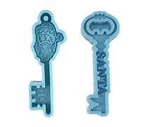 Santa Claus Key Shape Keychain Silicone Mold with Hole, Keyring Pendant Handmade Mold, Christmas Day Gift Jewelry
