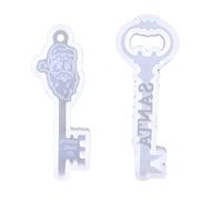 Santa Claus Keychain Mould Key Shaped Keychain Epoxy Resin Mold with Hole Christmas Keychain Silicone Mold Jewellery Making Mold