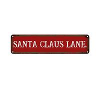 Santa Claus Lane Vintage Red Aluminum Sign Xmas Decor Santa Claus Vintage Metal Sign Poster Happy Holidays Metal Plaque Sign Quality Metal Street Sign for Front Porch 24x6in