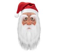 Santa Claus Latex Face , Santa Face - Santa Face for Adults, Face Cosplay Half , Latex Full with Beard, Red Hat, Halloween Party Costume for