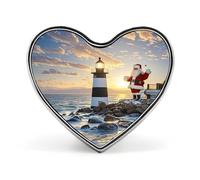 Santa Claus Lighthouse Buttons Pin Memorial Boutonniere for Wedding Groom Bride, Customize Lapel Heart Pin for Christmas, Men Women Costume Decorative Fashionable Brooches