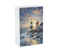 Santa Claus Lighthouse Cigarette Case Stylish Lightweight Pocket Holder Case for Smoke Waterproof Cigarette Dispenser Cigarettes Accessories for Outdoor Camping Hiking
