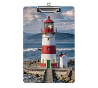 Santa Claus Lighthouse Clipboard Simple Sturdy Standard A4 Letter Size Acrylic Clipboard Low-Profile Metal Clip with Retractable Hanging Hole Plastic Clipboards