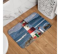 Santa Claus Lighthouse Doormat Welcome Door Mat Non-Slip Absorbent Bath Rug Soft Washable Floor Mat Modern Carpet for Stylish Kitchen Bedroom Bathroom Decor 16 X 24 Inch