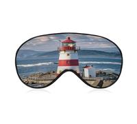 Santa Claus Lighthouse Eye Mask, Adjustable Strip, Blocks Light Sleep Mask, Sleep Eye Mask for Night Sleeping Travel Nap 8.1 * 4.1 Inches