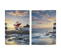 Santa Claus Lighthouse Passport Holder Ultra Slim PU Leather Travel Document Organizer Compact Premium International US Passport Protector Cover for Women Men