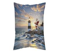 Santa Claus Lighthouse Pillow Case Super Soft Breathable Smooth Pillowcase for Hair and Skin Cute Aesthetic Bed Sleeping Cooling Pillow Covers Gifts for Women Men 16 "x24
