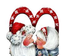Santa Claus Love Holiday Wreath Valentine's Day Welcome Front Door Decoration Wooden Rings Hanging Pendant