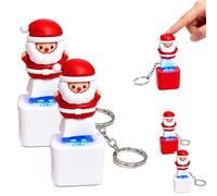 Santa Claus Luminous Voice Keychain - Type-C Rechargeable or Battery-Powered Fidget Toy with LED Light, Sound & Click, Press-to-Activate Stress Relief, for Adults，Battery,2pc