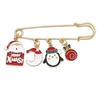 Santa Claus Moon Tree Snowflake Brooch for Women New Year Jewelry, Klein, Non-precious metal