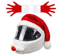 Santa Claus Motorcycle - Helmet Hat Cover, Red White Beard Plush, Funny Christmas Santa Motorcycle Decoration | Creative Festive Santas Style Headgear for Holiday Riding Men Women Adults