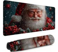 Santa Claus Mouse Pad XXL 1200 x 600 mm, Large Mouse Mat Gift Waterproof Desk Pad with Stitched Edges and Non-Slip Rubber Base, Comfortable Gaming Mousemat, for Improves Speed and Precision C-1127