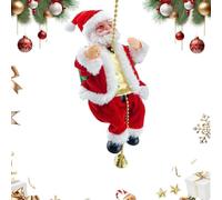 Santa Claus Musical Climbing Rope,Christmas Tree Hanging Ornament Decoration Climbs Up and Down Moving, with Funny Music, Hanging Climbing Santa for Christmas Tree & Fireplace Decor (A)