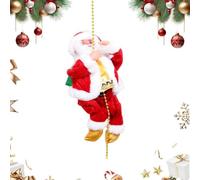 Santa Claus Musical Climbing Rope,Christmas Tree Hanging Ornament Decoration Climbs Up and Down Moving, with Funny Music, Hanging Climbing Santa for Christmas Tree & Fireplace Decor (C)