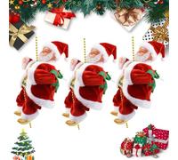 Santa Claus Musical Climbing Rope, Electric Climbing Santa on Rope, Hanging Climbed Santas on Ropes with Funny Musical, for Christmas Tree Fireplace Home Décor (3 PC)