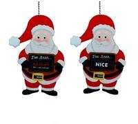 Santa Claus Naughty Or Nice Door Hanger Christmas Decoration Wooden Plaque