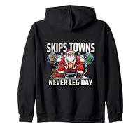Santa Claus Never Leg Day Christmas Squat Workout Humor Zip Hoodie