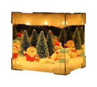 Santa Claus Night Light - Illuminated Cube Christmas Scene, Elegant Festive Glow Ornament | Charming Snow Display Lamp | Seasonal Indoor Home Winter Decoration For Bedroom Living Room Party Holiday A