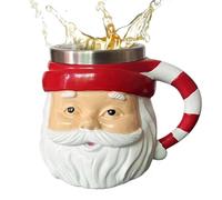 Santa Claus - Novelty Lid Cup Cute Ceramic Drinks for Holiday | Whimsy Red White Character White Shape Cocoa Tea Coffee Tea Cheerful Accent for Party of the f
