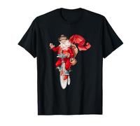 Santa Claus on a Penny-Farthing: Winter Holiday Christmas T-Shirt