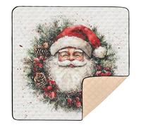 Santa Claus on A Wreath Watercolor Large Stylish Baby Play mat Foldable for Indoor Outdoor Non-Toxic Foldable Infant Play Activity Mat for Baby Kids Toddlers Infants, 50'' x 50''