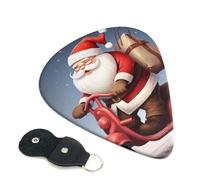 Santa Claus On Scooter 6 Pack Guitar Picks With Holder, Personalized Guitar Plectrums Non-Slip Portable Ukulele Bass Picks 0.71mm For Acoustic Guitar Lovers Gifts