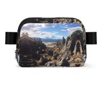 santa claus on scooter Fanny Pack Crossbody Waist Bag Pack Waterproof Mini Belt Bag Bum Hip Bag for Men Women, Rocks Scenic, One Size