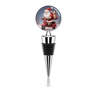 Santa Claus on Scooter Wine Stoppers for Wine Bottles Reusable Bottles Stopper Decorative Beverage Bottle Stopper Vacuum Silicone Champagne Beer Collection