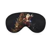 Santa Claus on The Christmas Tree Sleep Mask Soft Comfortable Eye Mask with Adjustable Strap Eye Cover Eye Shade for Men Women Work Travel