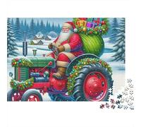 Santa Claus on Tractor 1000 Piece Jigsaw Puzzle Paper for Adults 38x26cm/1000pcs
