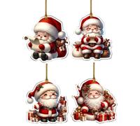 Santa Claus Ornaments - Christmas Tree Decorations | hristmas Tree Decorations with Twine, Santa Doll | Pendant Charm for Holiday Keychain Wall Window Car Rear View Mirror Bag Decor