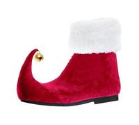 Santa Claus Overboots Unisex Christmas Theme Party Christmas Elf Shoes Santa's Helper Gnome Shoes with Bells Shoe Covers Elf Boots Fancy Dress Carnival Adult Costume, red, 8