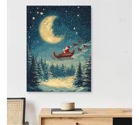 Santa Claus Paint by Numbers for Adults Beginner, Gift Adult Paint by Numbers with Frame, DIY Color Canvas Wall Art Oil Paintings with Paints and Brushes for Wall Decor, 50x70cm/20x28inch,Model914