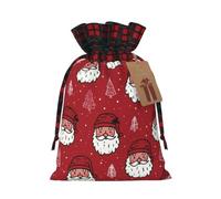Santa Claus Pattern Christmas Burlap Gift Bags With Drawstring And Tags - Tiny Small Gift Bags For Xmas Candy And Christmas Supplies, Christmas Drawstring Gift Bags 8.3×11.8in
