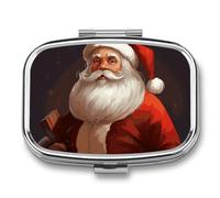 Santa Claus Pill Box 2 Compartment Pill Case Portable Pocket Pill Organizer Medicine Vitamin Organizer for Men Women