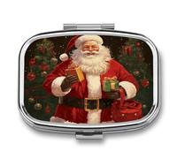 Santa Claus Pill Box Pill Case Cute Pill Organizer Pill Holder Medicine Pill Organizer Pill Container Daily Pill Organizer Small Pill Box Pill Case for Purse Pocket