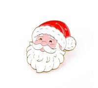Santa Claus Pin Badge - Festive 30mm Gold Metal with White & Red Enamel - Perfect Christmas Accessory or Gift