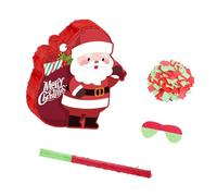 Santa Claus Pinata Hanging Decoration for Christmas Party Games, Complete Set with Rod, Blindfold & Confetti, 14.5x13x3 inch