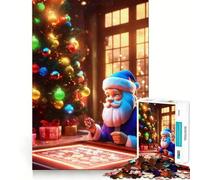 Santa Claus Playing Dice Jigsaw Puzzle 1000 Piece for Teenagers Logic Sense Toy Calm Pastime Smooth Edge Premium Gift (38x26cm)