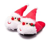 Santa Claus Plush Slippers for Adults, Funny Christmas Cartoon House Slipper Shoes, Cozy Winter Indoor Footwear with Fluffy Padding, Warm Half-Wrap Novelty Home Bedroom Footwear, Size 26cm