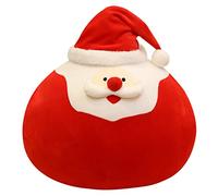 Santa Claus Plush Toy Doll - Soft Round Stuffed Pillow Style Christmas Plush with Cartoon Face, Red Velvet Fabric and Fluffy Beard, Cute Holiday Doll Decoration for Office or Home 40cm
