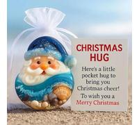 Santa Claus Pocket with Card, Acrylic Santa PocketOrnament, Little Pocket Christmas Hug with Encouragement Cards with Organza Bag, Emotional Support Keepsake for Friends, Family